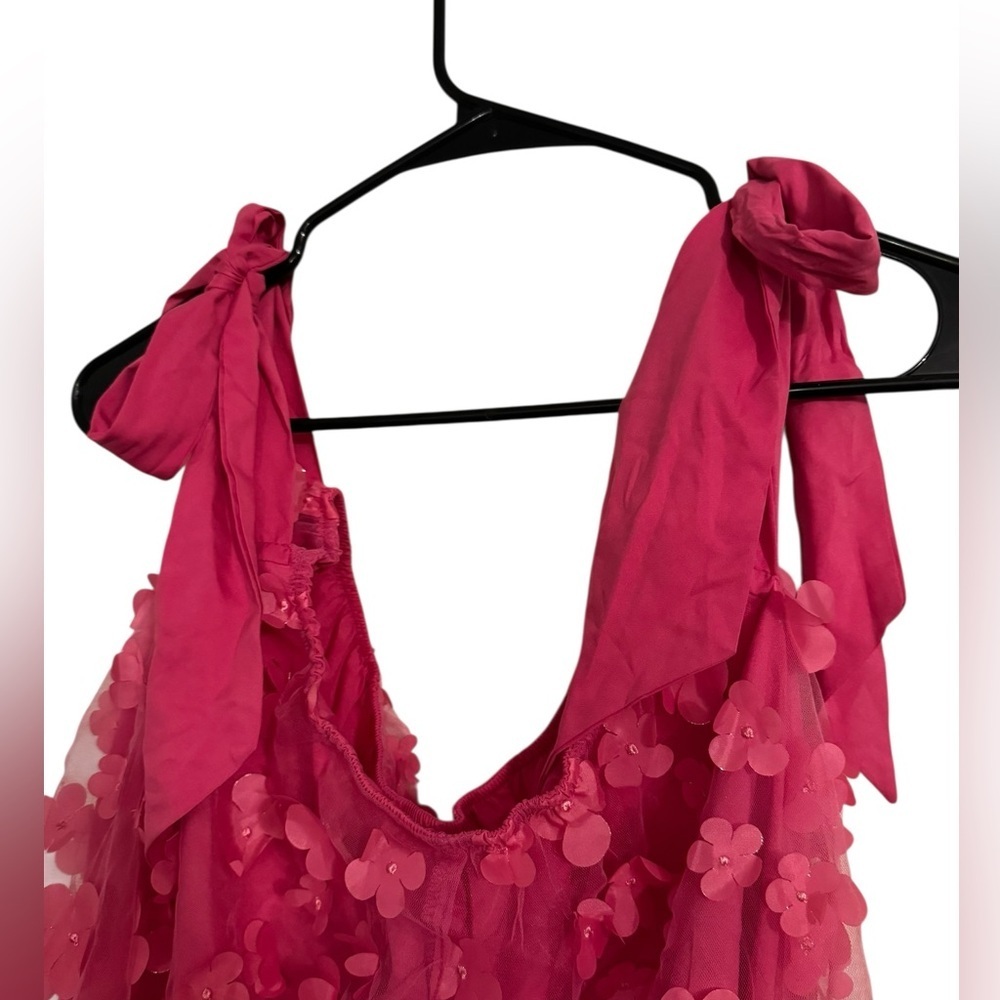 SHEIN Hot Pink Floral Sleeveless Stretchy Dress - Picture 5 of 11
